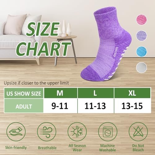 Hellomamma Diabetic Grippy Socks for Women: Non Slip Wide Cuff Ankle Bamboo Viscose Socks for Seniors Hospital and Home Care Mixed 9-11 - görsel 11