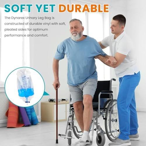 FURWEY 4-Pack Leg Bags, 1000mL, 18-inch Tubing with Anti-Reflux Valve, Sealed Separately & Single-Use, Anti-Slip Adjustable Elastic Leg Strap, One-Hand Drain Valve - görsel 13