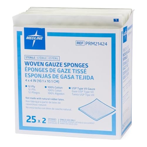 Medline Woven Sterile 12-Ply Gauze Sponges, USP Type VII, 4" x 4" in 2-Packs - görsel 2