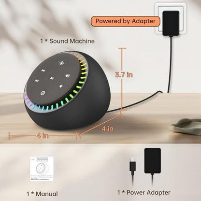 DreamSky Sound Machine for Sleep, White Noise for Sleeping Adults & Baby, Brown Noise Fan for Office Privacy & Noise Canceling, 26 Sounds & RGB Night Light, USB-C Powered for Home Travel