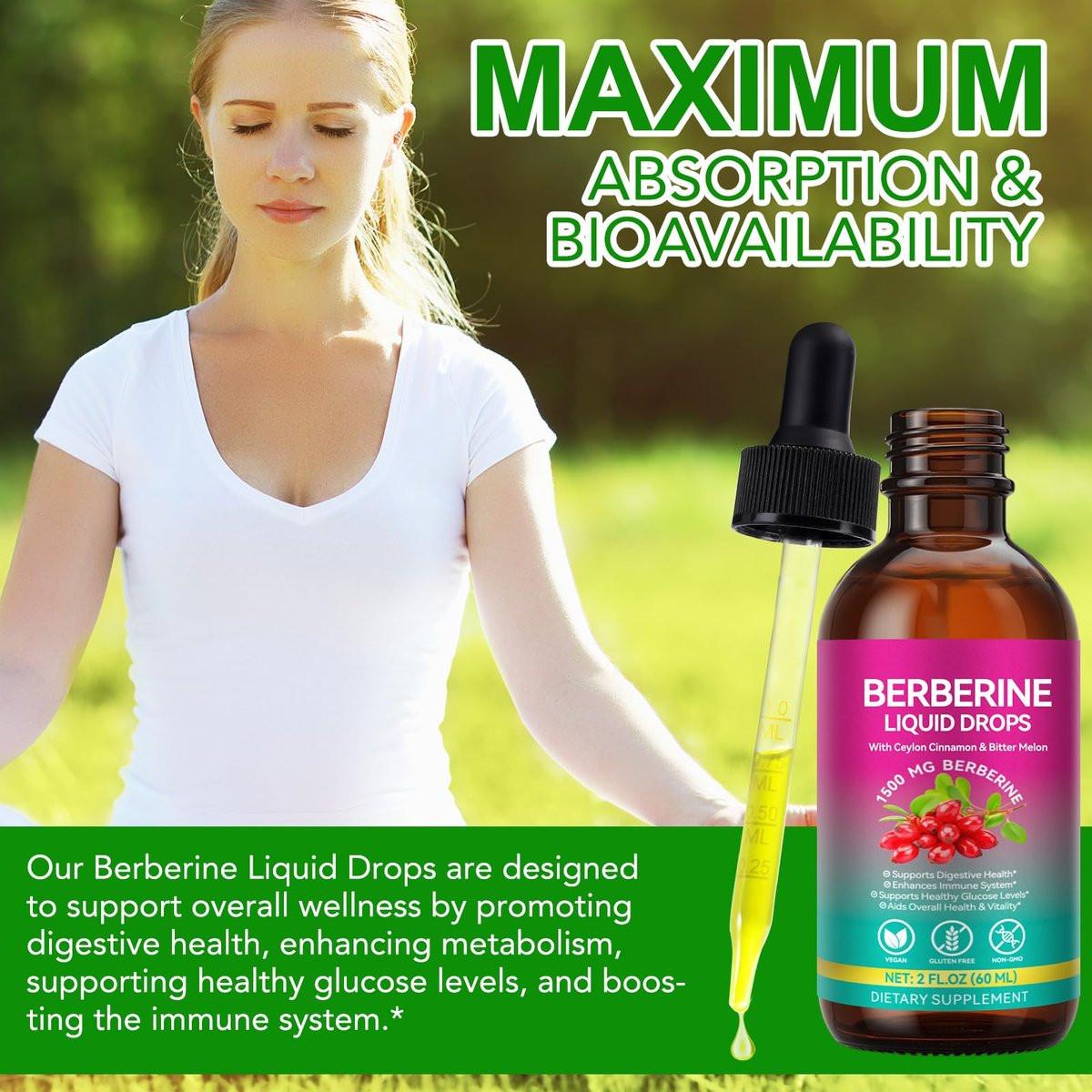 Berberine Supplement Liquid 60ml, Berberine with Ceylon Cinnamon, Berberine Drops with Turmeric Curcumin, Bitter Melon, Immune Support, Digestive Health Support - görsel 17
