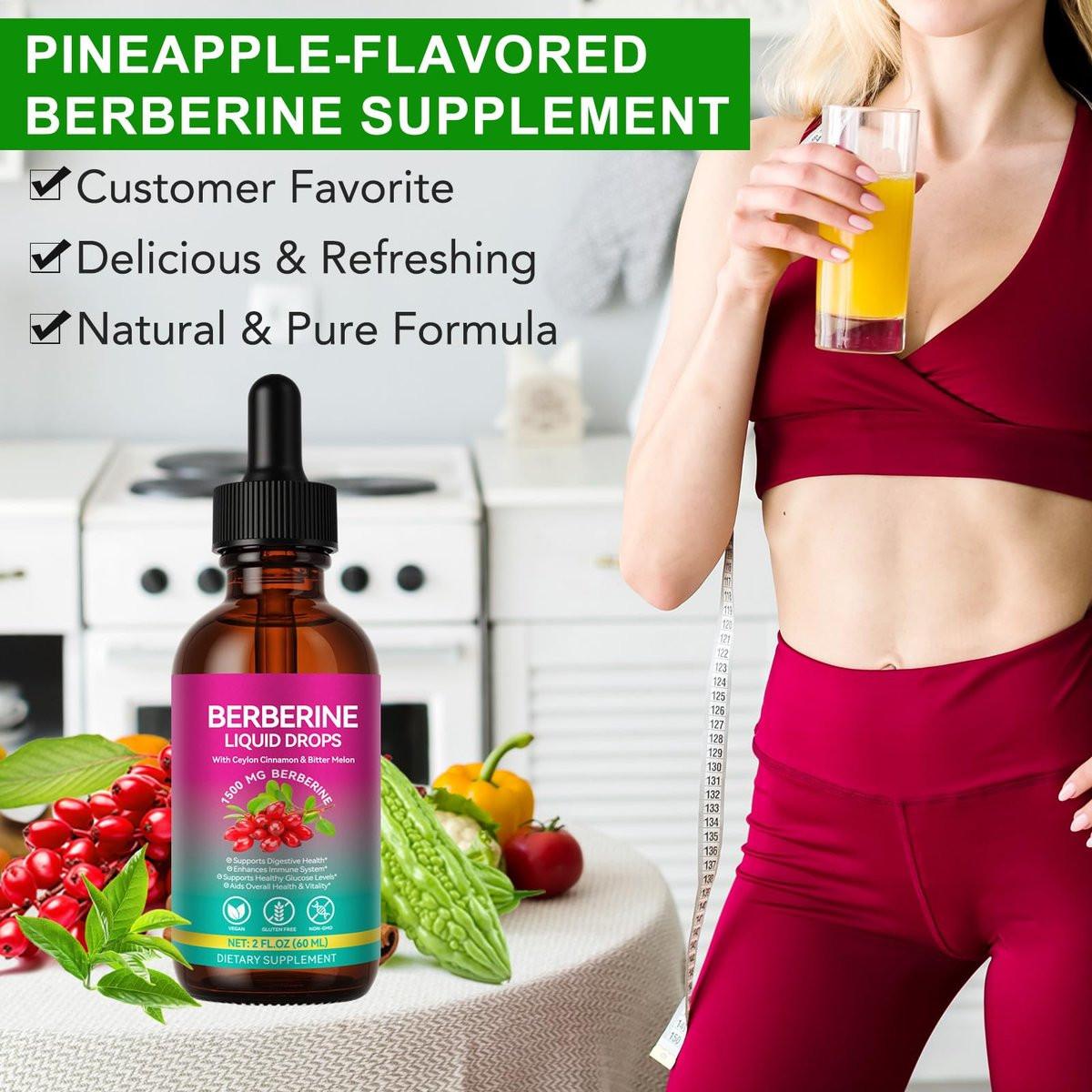 Berberine Supplement Liquid 60ml, Berberine with Ceylon Cinnamon, Berberine Drops with Turmeric Curcumin, Bitter Melon, Immune Support, Digestive Health Support - görsel 15