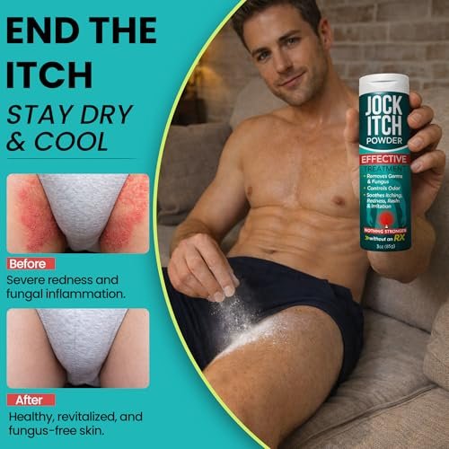 Jock Itch Powder with Miconazole Nitrate 2% & Tea Tree Oil for Itch, Odor & Rash Relief | Jock Itch Treatment Removes Germs & Fungus | Soothes Burning Skin & Reinfection | Pack of 3 - görsel 11
