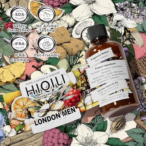 HIQILI London Men Fragrance Oil for Candle & Soap Making, Inspired by Bvr.Berry LON for-Men, Essential Oil for Diffuser, Large Rooms, Office, New Car Scents - 1 Fl Oz - görsel 8