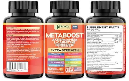 GLP-1 Booster Supplement, Akkermansia, L-Carnitine, Berberine (GlucoVantage), Methylfolate, Methylated B12, Chromium, Capsimax, Psyllium Husk, Probiotics Vitamins D3, B6, 20-in-1 Plant-Based (60 Caps) - görsel 5