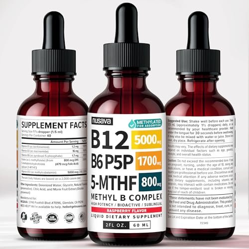 (2-Pack) Methylated B Complex Liquid Drops - Vitamin B Complex with Active L Methylfolate - B12 Sublingual Drops - Vegan B12 Vitamin 5000mcg, Non-GMO, Raspberry Flavor, No Sugar, 2 Fl oz, 80 Servings - görsel 18