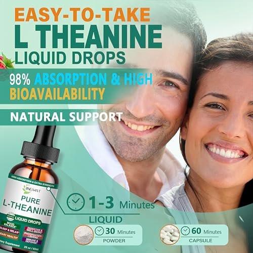 L Theanine Liquid Drops, Pure L-Theanine 400mg for Adults and Kids, Organic High Absorption L Theanine Supplement, Natural Focus Supplement, Non-GMO | Gluten Free | 30 Servings - görsel 10
