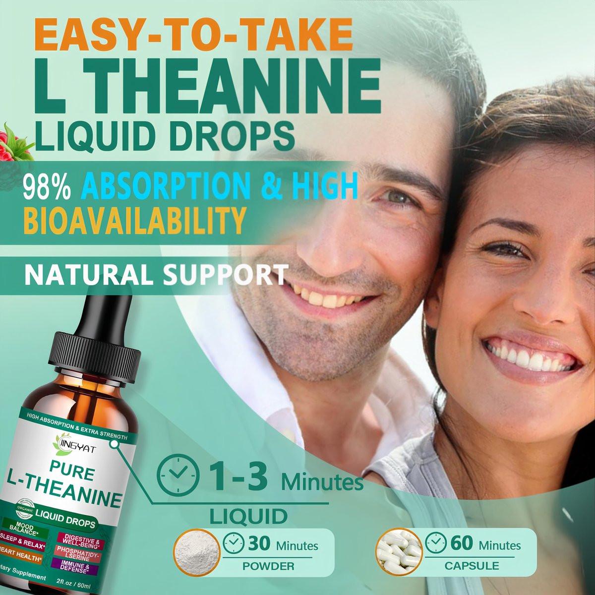 L Theanine Liquid Drops, Pure L-Theanine 400mg for Adults and Kids, Organic High Absorption L Theanine Supplement, Natural Focus Supplement, Non-GMO | Gluten Free | 30 Servings - görsel 9