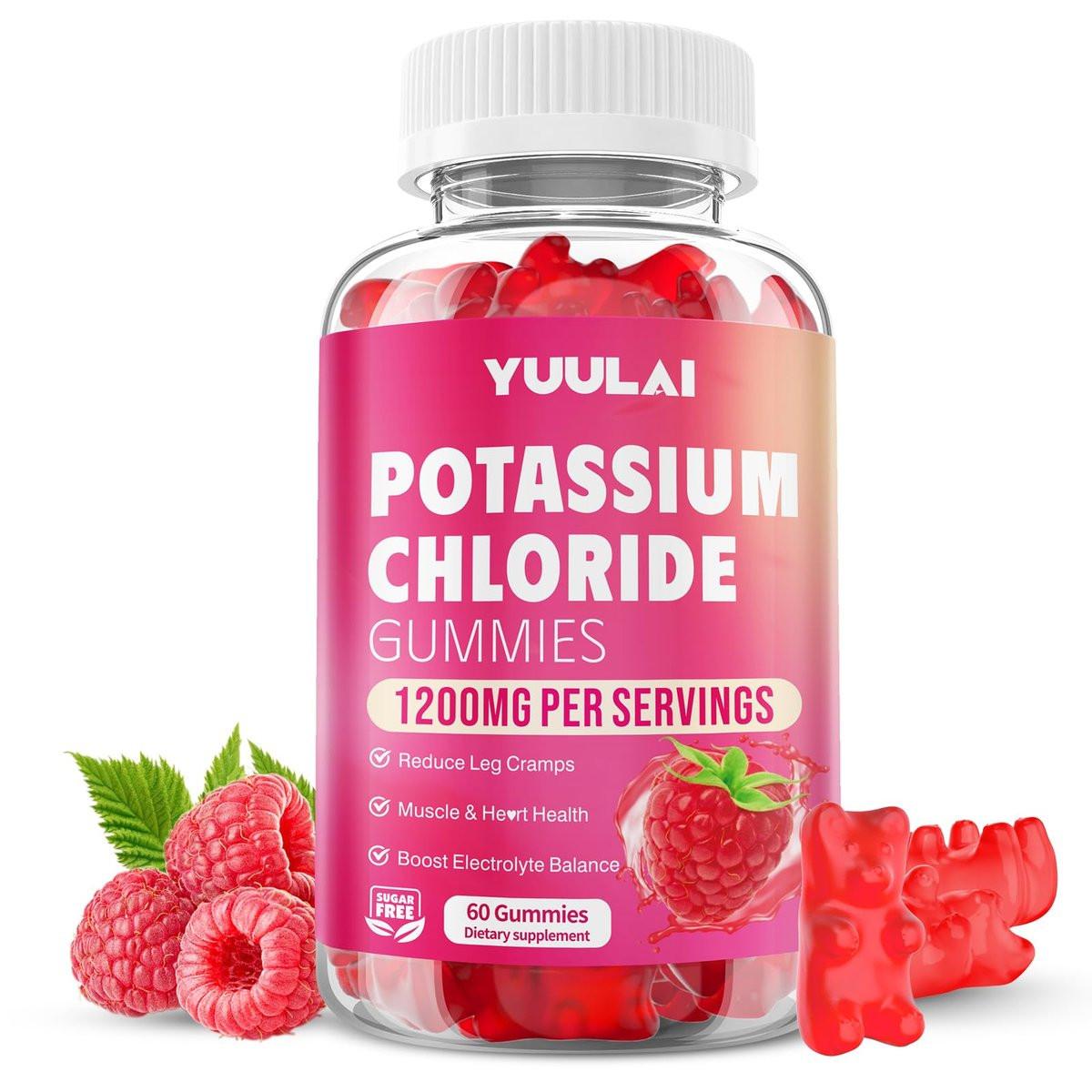 Potassium Gummies, Potassium Chloride Gummies 1200mg for Adults, Sugar-Free Potassium Supplement Support Leg Cramps & Electrolyte Balance, Raspberry Flavor, 60 Count - görsel 7