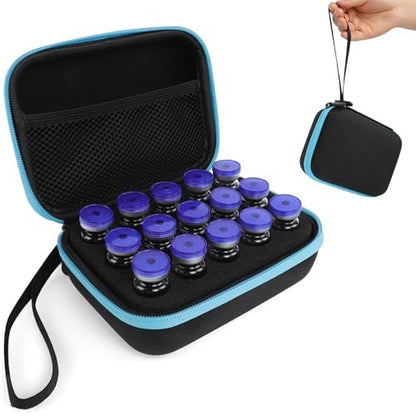 EIPTLOS Insulin Fridge Holder Storage Case Peptide Vial Case Protector Holder Insulin Cooler Travel Organizer Fits Standard 10ml U-100 Vials 15 Slots with Zipper