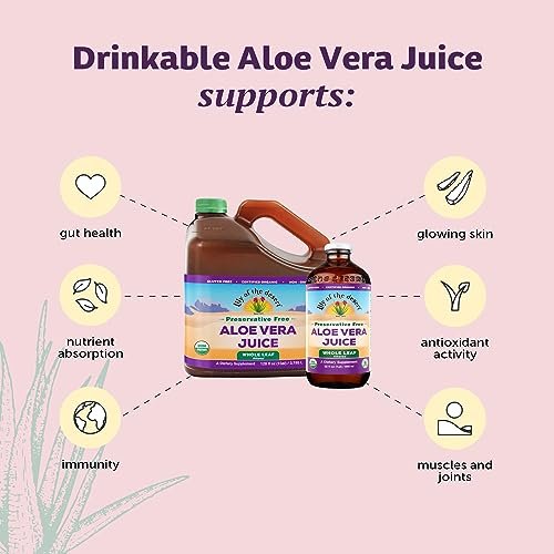 Lily of the Desert Aloe Vera Juice, Whole Leaf Filtered 2-Pack, Organic & Preservative Free – Natural Vitamins, Digestive Enzymes for Gut Health, Glowing Skin & Wellness, 16 Fl Oz Ea - görsel 7