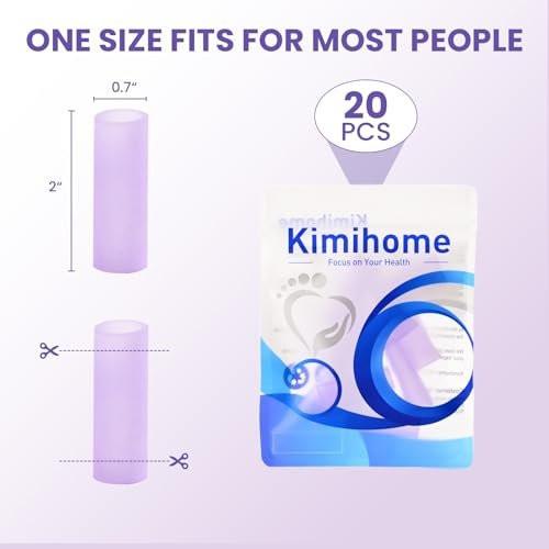 Kimihome 20 PCS Gel Finger Sleeve Protectors - Silicone Finger Sleeves with Lavender Extract - Finger Cots Bandages Provide Relief for Finger Cracking, Corns, Blisters and Calluses Protect (Purple) - görsel 3