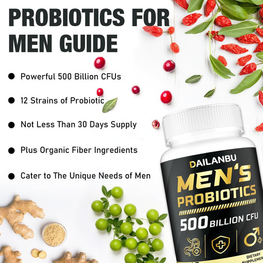 Probiotics for Men 500 Billion CFU, 16 IN 1 Advanced Mens Probiotics for Digestive Health, Immune & Metabolism, Prostate & Urinary, Gut Health - Men's Probiotic with Turmeric, Cranberry, Goji, 60 Caps