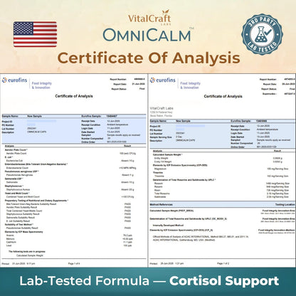 OmniCalm Cortisol Supplements for Women & Men | Cortisol Reducer & Manager with Sensoril Ashwagandha, Suntheanine L-Theanine, Magnesium Glycinate | Physician-Formulated 14-in-1 Stress Relief - USA