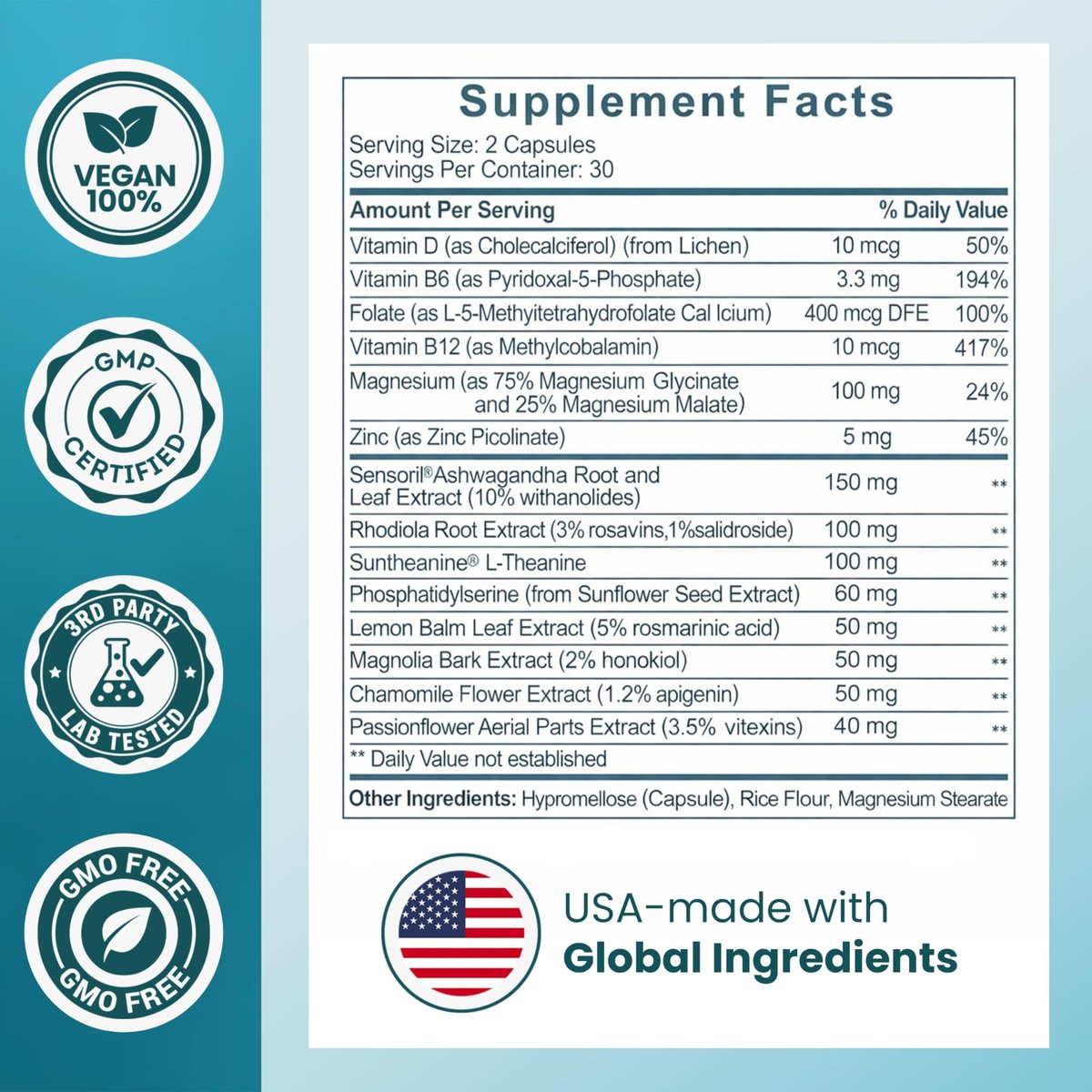 OmniCalm Cortisol Supplements for Women & Men | Cortisol Reducer & Manager with Sensoril Ashwagandha, Suntheanine L-Theanine, Magnesium Glycinate | Physician-Formulated 14-in-1 Stress Relief - USA - görsel 9