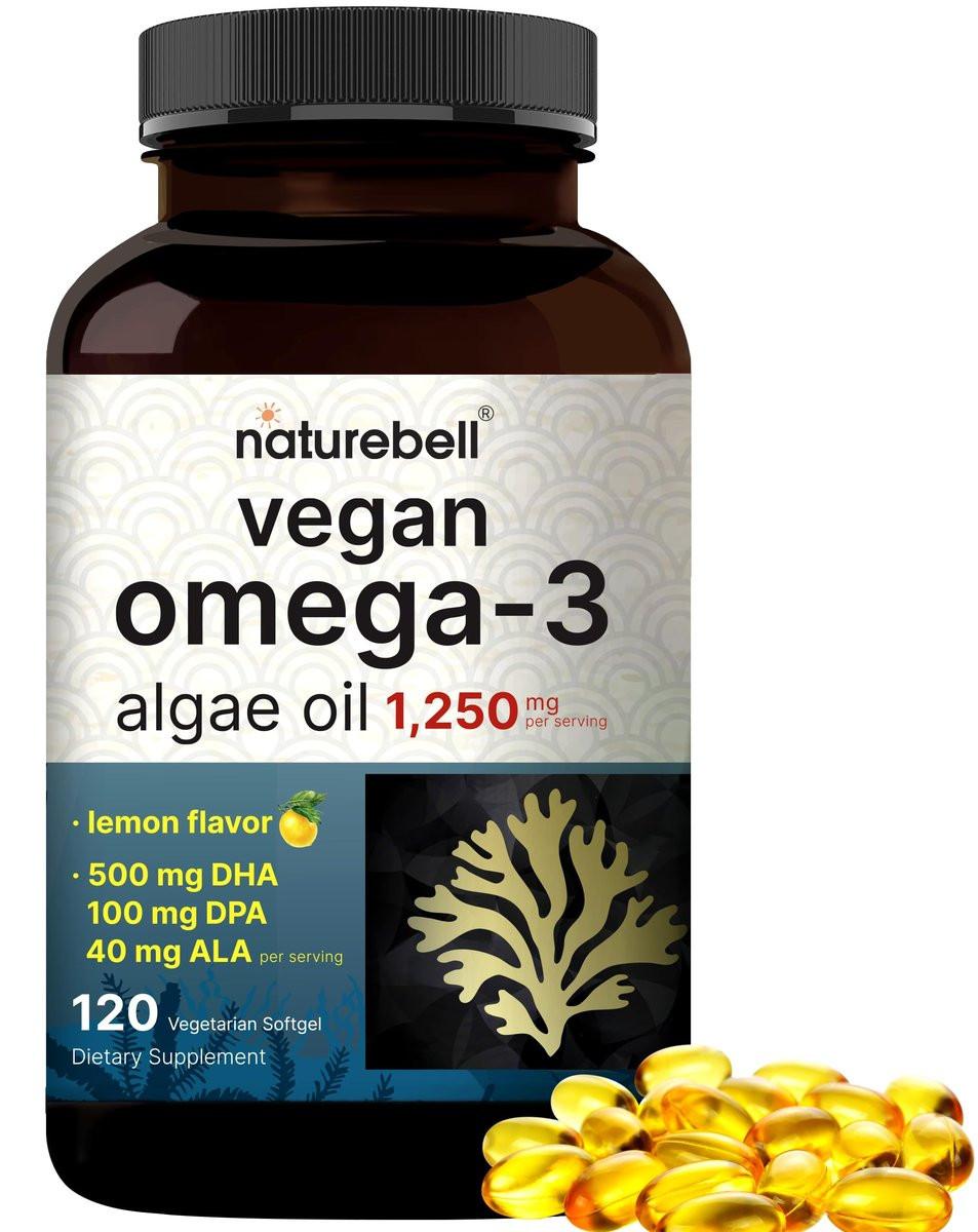 Vegan Omega 3 Algae Oil Supplement, 120 Veggie Softgels | Carrageenan Free, Plant-Based DHA & DPA | Fish Oil Alternative | Full Spectrum of Omega 3 with Flaxseed & ALA | Lemon Flavored - görsel 3