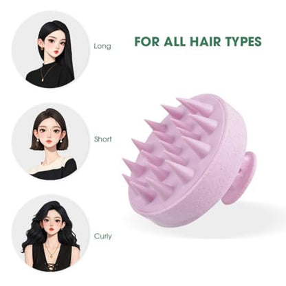 Hotosu Scalp Massager Brush for Hair Growth – Silicone Scalp Scrubber & Scalp Exfoliator – Manual Scalp Massager Brush for Wet or Dry Use – Hair Massager Scalp Shampoo Brush Tool (Pink)