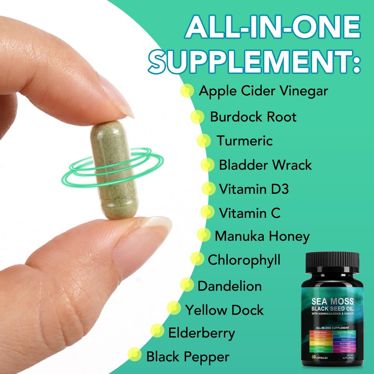 Sea Moss Black Seed Oil Capsules – 60 Count | KITNOBLIS - görsel 11