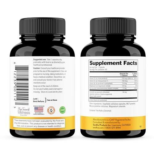 Sandhu's Vitamin D3 K2 Magnesium 10000 IU, 120mcg K2 Capsules 60 Count (Pack of 1) | with VIT B6, Zinc & Quercetin | D3K2 Supports Superior Absorption, Energy, Immune, Muscle Health for Men & Women - görsel 17