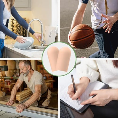 TYTDOUTER Gel Finger Cots for Thumbs, 10 Pcs Silicone Finger Caps, Rubber Finger Protector Covers for Trigger, Arthritis, Cracking, Peeling, Hangnail, Callus and Pain Relief, (Nude, Medium)