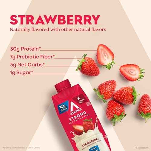 Atkins Strong High Protein Shake, Strawberry – GLP-1 Support: Contains nutrients that may help stimulate GLP-1 – Image 4