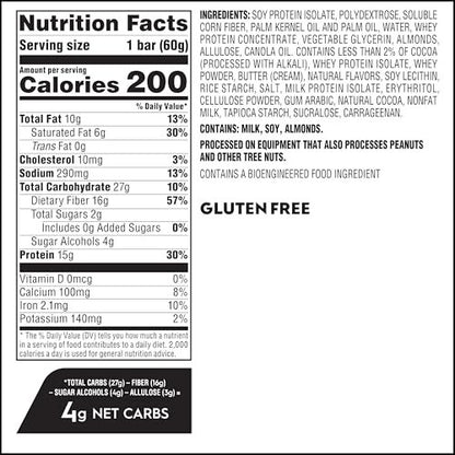 Atkins High Protein Bars, Brownie Delight Flavor, 15g of Protein, 4g Net Carbs, Keto Protein Bars, Low Sugar, 4 Count