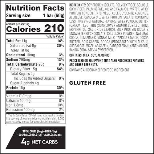 Atkins High Protein Bars, Cookie Fusion Flavor, 15g Protein, 4g Net Carbs, Keto Friendly, Low Sugar, 4 Count - görsel 7