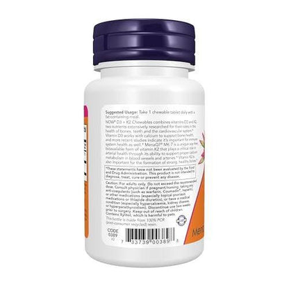 NOW Supplements, D3 K2 Chewables, 90 Chewable Tablets