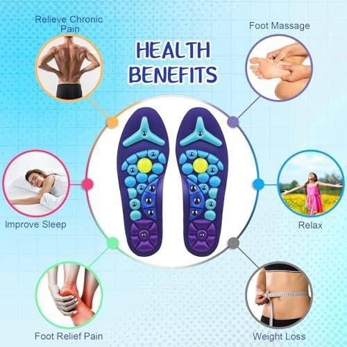Glitopper Acupressure Magnetic Insoles Orthopedic Massage Insoles with Magnetic Technology Shock Absorption Arch Support Helps Blood Circulation and Relieve Fatigue (Blue, M (Men 8-11/Women 9-12)) - görsel 6