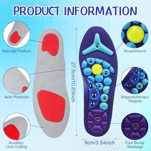 Glitopper Acupressure Magnetic Insoles Orthopedic Massage Insoles with Magnetic Technology Shock Absorption Arch Support Helps Blood Circulation and Relieve Fatigue (Blue, M (Men 8-11/Women 9-12)) - görsel 4