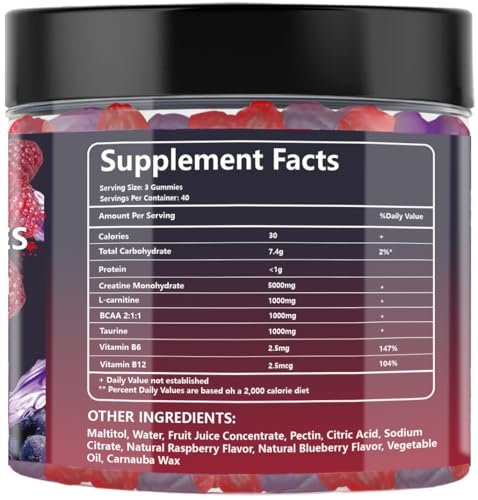 Crasye Creatine Monohydrate Gummies 5000 MG for Men Women, Creatine Gummy with Taurine BCAA for Energy Support and Muscle Strength, Sugar Free Pre-Workout Supplement - görsel 14