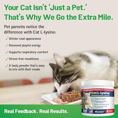 Guardian’s Choice 250mg L-Lysine for Cats, Advanced Immune Support for Respiratory, Eye & Nose Health, Chicken Liver Flavored Lysine Powder for Kittens & Seniors, 200 Servings - görsel 2