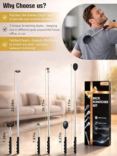 Gumry Versatile Back Scratcher - Portable – Telescoping Extendable Design: The adjustable length allows you to – Image 1