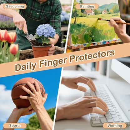 BMKYUET 20 Pcs Gel Finger Cots - Reusable Silicone Finger Protectors & Thumb Cots, Flexible Shields for Stiff Sore Fingers Against Dryness, Rubbing, and Skin Stress During Daily Activities
