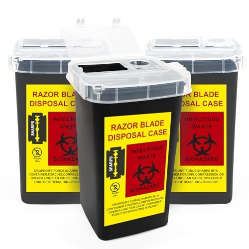 MITINU Black 1 Quart (3-Pack) Sharps Container for Home Use, Needle Disposal Containers, Biohazard Containers, Syringe Disposal, Small Portable Container for Travel, Professional Sharp Waste Disposal - görsel 9