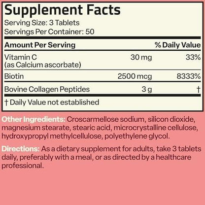 Bronson Collagen Peptides 3000mg (per Serving) with Biotin & Vitamin C - for Hair, Skin & Nails Support, Non-GMO, 150 Tablets