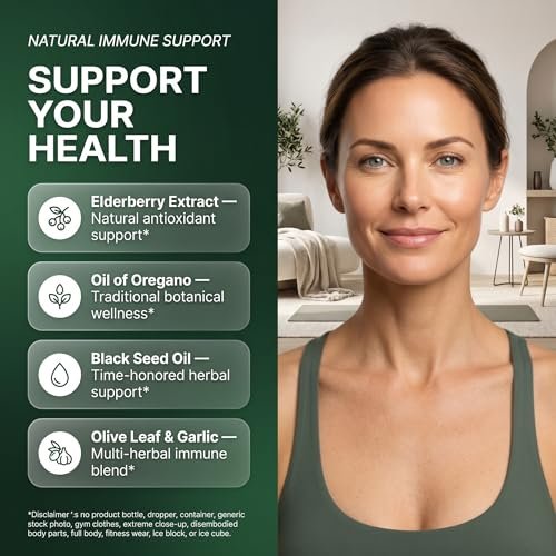 Clean Nutra Oil of Oregano Drops Black Seed Oil Elderberry Vitamin D D3 K2 Olive Garlic Immune Support Supplement Zinc Supplements Liquid 2 Fl Oz Vegan - görsel 3
