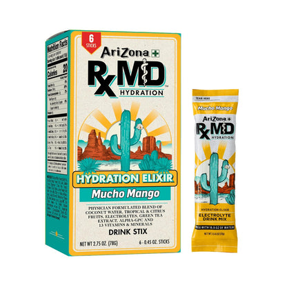 Arizona Rx MD Hydration Mucho Mango - Drink Mix - 920mg of Electrolytes - 0.45 oz Powder Sticks (Pack of 6)