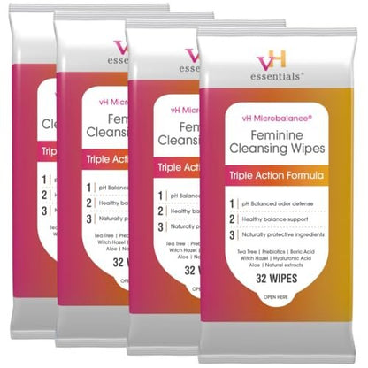 vH essentials Feminine Cleansing Wipes, 32 – Prebiotics: Support the growth of beneficial bacteria, promoting a – Image 2