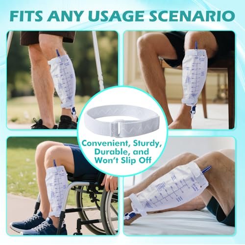AurMirai Anti-Slip Catheter Leg Bag Strap, 16 in / 40 cm | Silicone Grip, Adjustable Hook-and-Loop | Thigh Placement, Extended Fit for Foley Drainage Bags | Reusable, Washable 4PCS - görsel 2