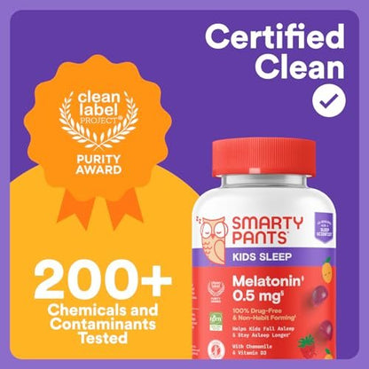SmartyPants Kids Sleep Gummies Supplement – Gentle Melatonin (0.5mg): A low, safe dose of melatonin helps regulate – Image 1