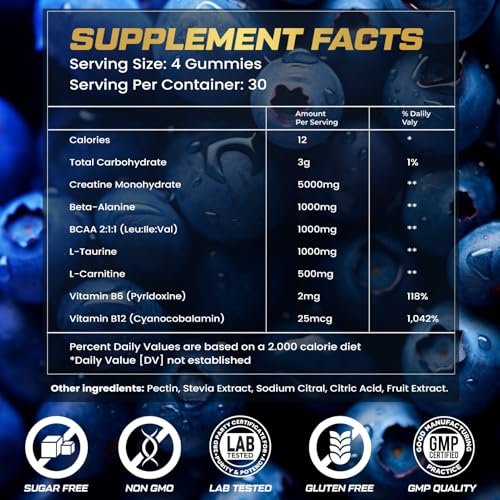 ZyterX Creatine Monohydrate Gummies for Men – Vegan & Non-GMO: Plant-based ingredients with no animal products or – Image 5
