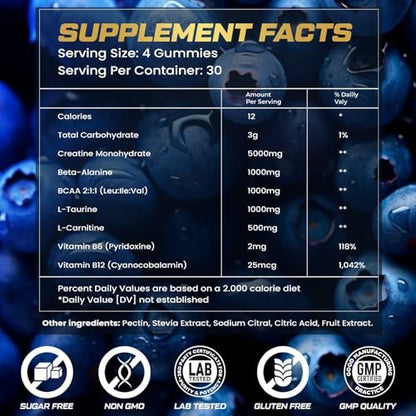 ZyterX Creatine Monohydrate Gummies for Men – Synergistic Blend: Includes L-Taurine for cardiovascular support and – Image 2
