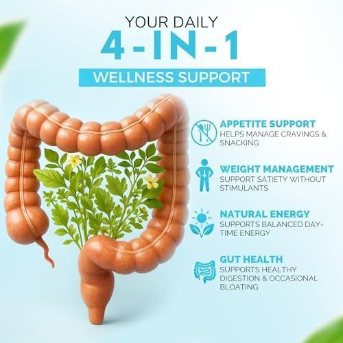 GLP-1 Probiotic Support Appetite Suppressant – Akkermansia muciniphila & Bifidobacterium infantis – Inulin Prebiotic Fiber – Gut Cleanse, Craving & Weight-Loss Support – 30 Caps - görsel 9