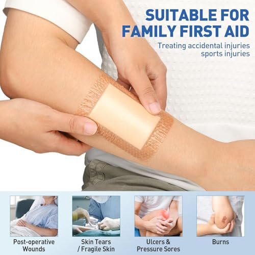 AZEN 12 Pack Silicone Foam Dressing, 3.2" X 4" Waterproof Silicone Bandages with Border Adhesive, Large Bandages for Wounds, Self Adhesive Wound Care and Dressings - görsel 9
