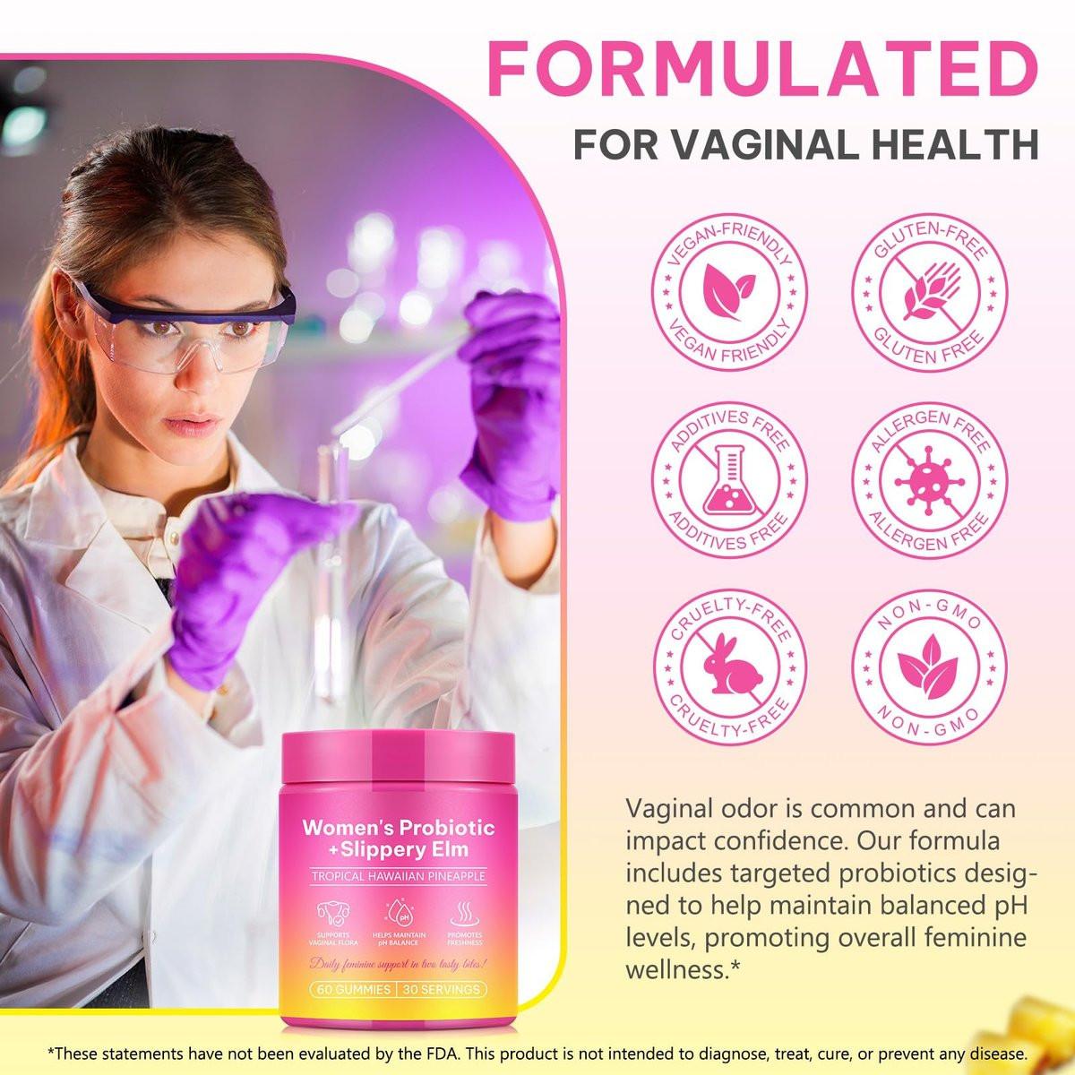 Vawcrn Feminine Probiotics Gummies Probiotic Health Support, PH Balance Gummies for Women, Promotion of Womens Health, Natural Pineapple Flavor, Vegan, Gluten-Free, 60 Count - görsel 1