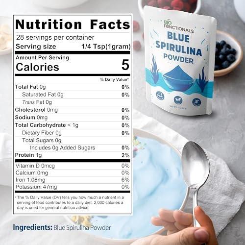 Biofunctionals Blue Spirulina Powder 1 oz – Natural Blue Food Coloring, Phycocyanin Extract, Vegan Superfood for Smoothies, Baking, Energy Bars - görsel 1