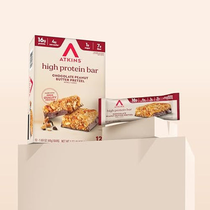 Atkins Chocolate Peanut Butter Pretzel High – Sugar per Bar: 1g – Image 10