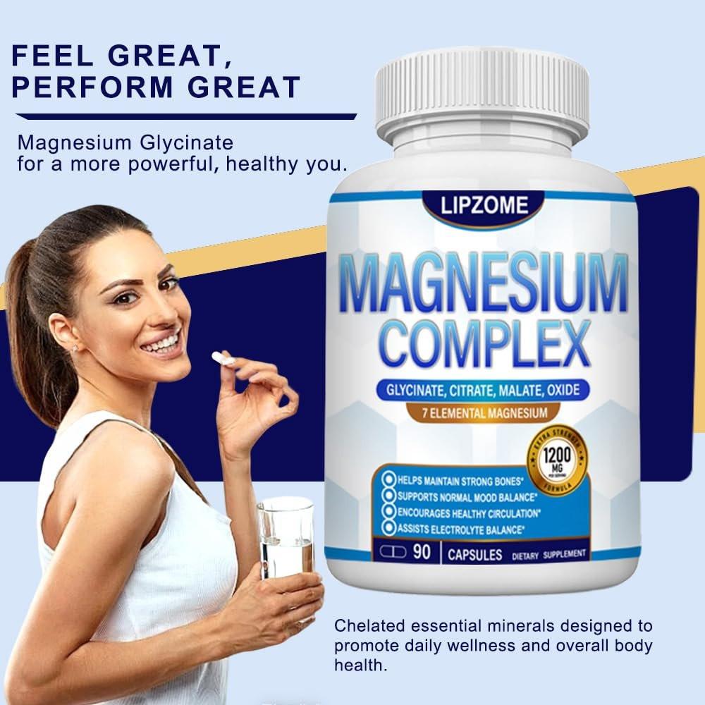 Magnesium Complex Supplement 1200mg - Advanced 7-in-1 Magnesium Blend - Glycinate, Citrate, Malate, Taurate, Oxide, Aspartate, Orotate – High Absorption Formula – Non-GMO, 90 Capsules - görsel 12