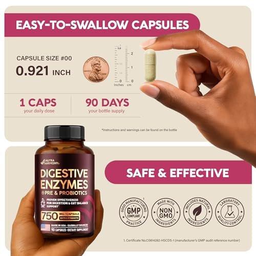 Digestive Enzymes for Women - Multi Digestive Enzymes | Papaya | Bromelain | Probiotic & Prebiotics - Gut & Digestion Support, Bloating Relief - Vegan, Lab Tested - 90 Capsules, 3 Month Supply - görsel 2